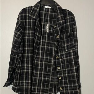 Zeagoo Women's Dark Plaid Utility Jacket Size LG